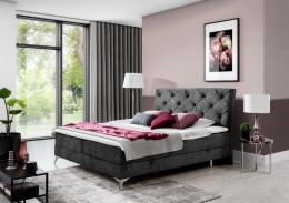 Cama matrimonial Boxspring - ADELE, 140 x 200cm, Gris claro