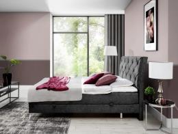 Cama matrimonial Boxspring - ADELE, 160 x 200cm, Gris oscuro