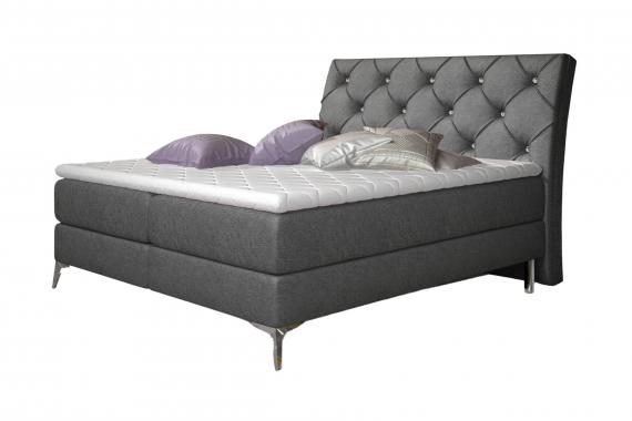 Foto Cama matrimonial Boxspring - ADELE, 180 x 200cm, Gris claro