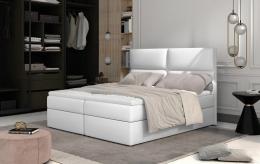 Cama matrimonial Boxspring - AMBER, Blanco, 140 x 200cm