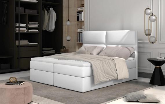 Foto Cama matrimonial Boxspring - AMBER, Blanco, 160 x 200cm