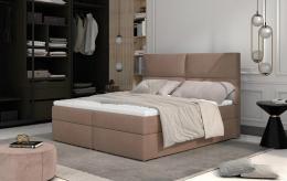 Cama matrimonial Boxspring - AMBER, Gris claro, 180 x 200cm