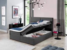 Cama matrimonial Boxspring - AMBER, Gris oscuro, 140 x 200cm