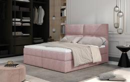 Cama matrimonial Boxspring - AMBER, Rosa, 140 x 200cm