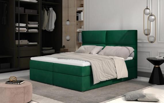 Foto Cama matrimonial Boxspring - AMBER, Verde, 180 x 200cm