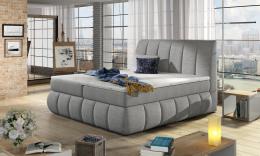 Cama matrimonial con cabecero y base acolchados, diseño moderno – VINCENZO OFERTA 180x200, Gris