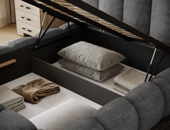 Foto CAMA MATRIMONIAL TAPIZADA CON ARCÓN CONTENEDOR OLOROSO