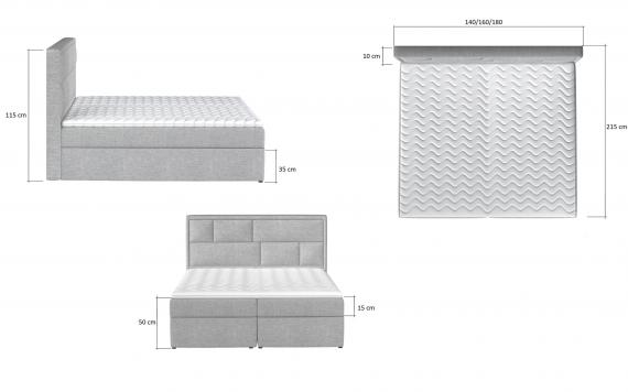 Foto Cama continental 140/160/180 x 200cm - MERON, Verde