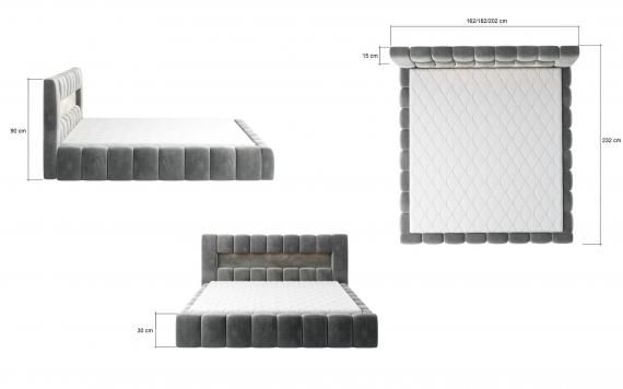 Foto Cama Tapizada con arcon LED - Lamica, Azul