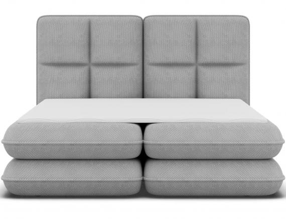 Foto CAMA TAPIZADA CON COLCHÓN ARCÓN Y TOPPER TONILA GRIS