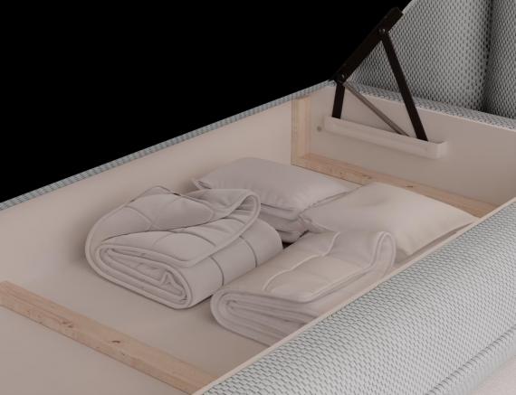 Foto CAMA TAPIZADA CON COLCHÓN ARCÓN Y TOPPER TONILA GRIS