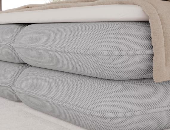 Foto CAMA TAPIZADA CON COLCHÓN ARCÓN Y TOPPER TONILA GRIS