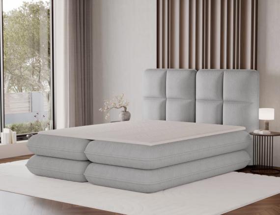 Foto CAMA TAPIZADA CON COLCHÓN ARCÓN Y TOPPER TONILA GRIS