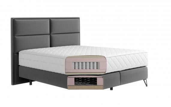 Foto Cama tapizada con colchon + cabecero 140/160/180 x 200cm - SAFIRO, Gris oscuro