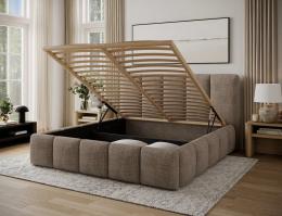 Upholstered bed with storage compartment 140/160/180 x 200 cm - EDVIGE Beige