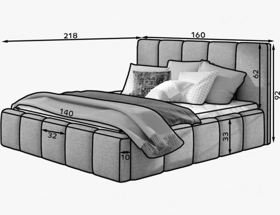 Photo Upholstered bed with storage compartment 140/160/180 x 200 cm - EDVIGE Beige