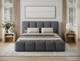 Upholstered bed with storage compartment 140/160/180 x 200cm - EDVIGE Gray