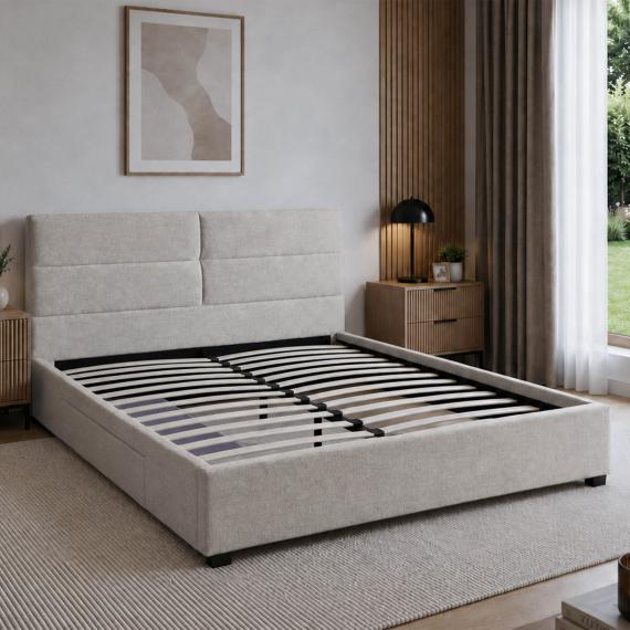 Foto CAMA TAPIZADA Crema - AUREA 160