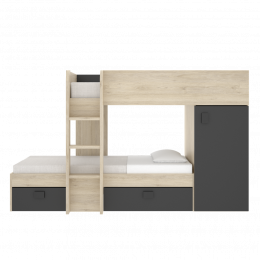 Cama tren juvenil compacta - MOVE, natural-grafito