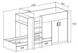 CAMA TREN MOD.DONALD ANDERSEN-GRAFITO, ANDERSEN-GRAFITO