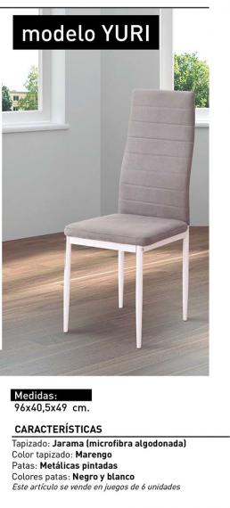 Foto Comedor: mesa rectangular con tapa de cristal y 6 sillas – YURI, blanco