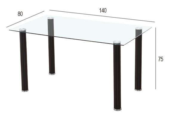 Foto Comedor: mesa rectangular con tapa de cristal y 6 sillas – YURI, blanco