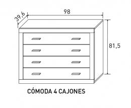 COMODA 4 CAJONES MOD.LARA CAMBRIA-BLANCO