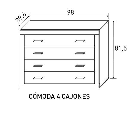 Foto COMODA 4 CAJONES MOD.LARA CAMBRIA-BLANCO