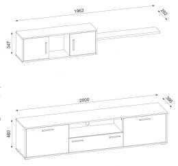 COMPOSICION UNICA 200CM. MOD.DIMAS, BLANCO-GRAFITO