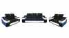 Foto CONJUNTO 3+2+1: SOFÁS TRES PLAZAS I DOS PLAZAS I DOS PLAZAS I REPOSACABEZAS RECLINABLES EVA NEGRO TELA/BLANCO POLIPIEL