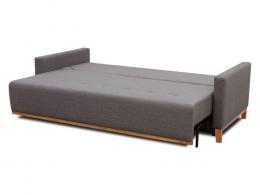 Conjunto de 2 sillones y un sofá cama con patas de madera y arcón – Ariel, Marrón oscuro