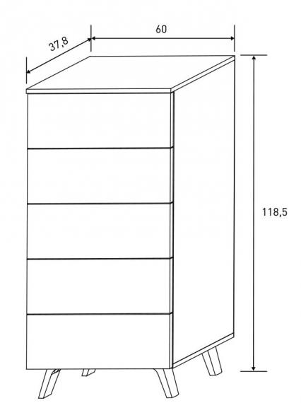 Foto Conjunto de dormitorio estilo nórdico: cabecero, 2 mesitas de noche, sinfonier – Soto, Andersen/Roble