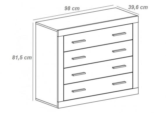 Foto Conjunto de dormitorio moderno: cabecero, 2 mesitas, cómoda, espejo – Lara 01