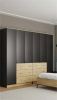 Foto Conjunto de dormitorio moderno: cama+cabecero, 2 mesitas, cómoda - FRISCO