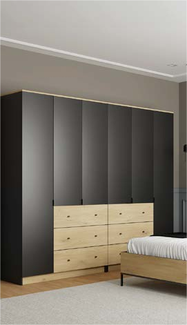 Foto Conjunto de dormitorio moderno: cama+cabecero, 2 mesitas, cómoda - FRISCO