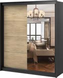 Foto Conjunto de dormitorio moderno: cama+cabecero, 2 mesitas, cómoda - FRISCO