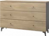 Foto Conjunto de dormitorio moderno: cama+cabecero, 2 mesitas, cómoda - FRISCO