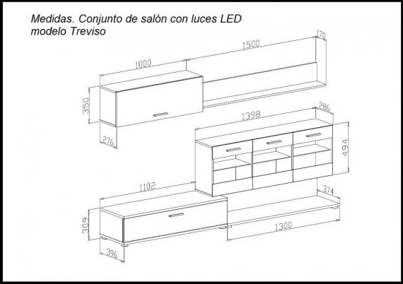 Foto Conjunto de salón con luces LED, 250 cm – Zafiro