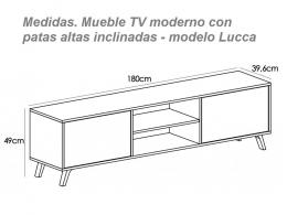 Conjunto de salón moderno, patas inclinadas, 180 cm – Soto, blanco - roble