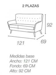 Conjunto de un sofá 2 plazas diseño con botones y sillones – Stockholm, Azul