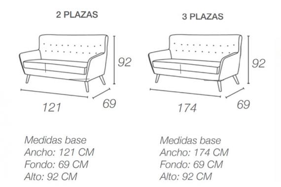 Foto Conjunto 1+2+3 plazas de diseño con botones - verde – Nórdicos
