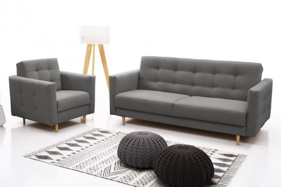 Foto Conjunto estilo escandinavo de un sofá cama y un sillón – GODIVO, gris