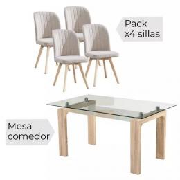 CONJUNTO MESA SENSEI + 4 SILLAS LANE, LANE GRIS