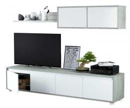 Conjunto para salón compuesto de un mueble - TV Home, blanco artik cemento