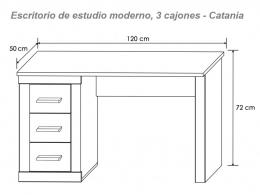 Escritorio de estudio moderno, 3 cajones – Lara, PUCCINI-TEXTIL