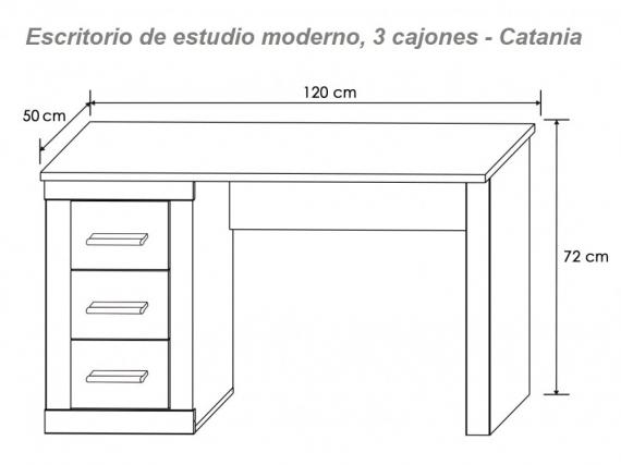 Foto Escritorio de estudio moderno, 3 cajones – Lara, PUCCINI-TEXTIL