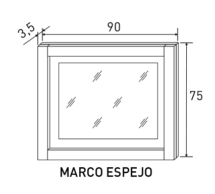 Foto Espejo con marco bicolor 75 x 90 cm - Lara, CAMBRIA-BLANCO
