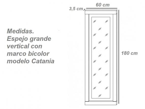 Foto Espejo grande vertical con marco bicolor 180 x 60 cm - Lara, PUCCINI-TEXTIL