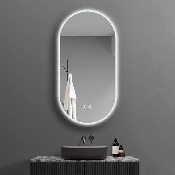Photo LED bathroom mirror 450 x 900 mm, oval, anti-fog