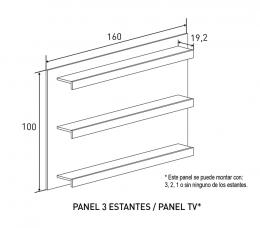 PANEL 3 ESTANTES/TV MOD.CHELLEN CAMBRIA